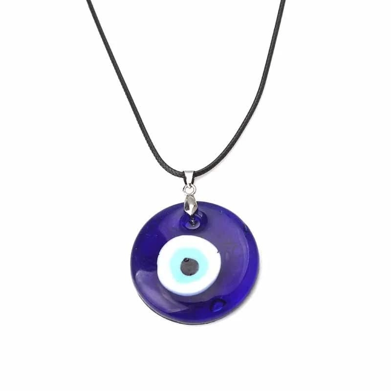 Evil Eye Necklace Keychain, Blue  Charm 30mm, Greek Mati, Hamsa, Nazar, Men   Jewelry,  Leather Pendant Necklaces
