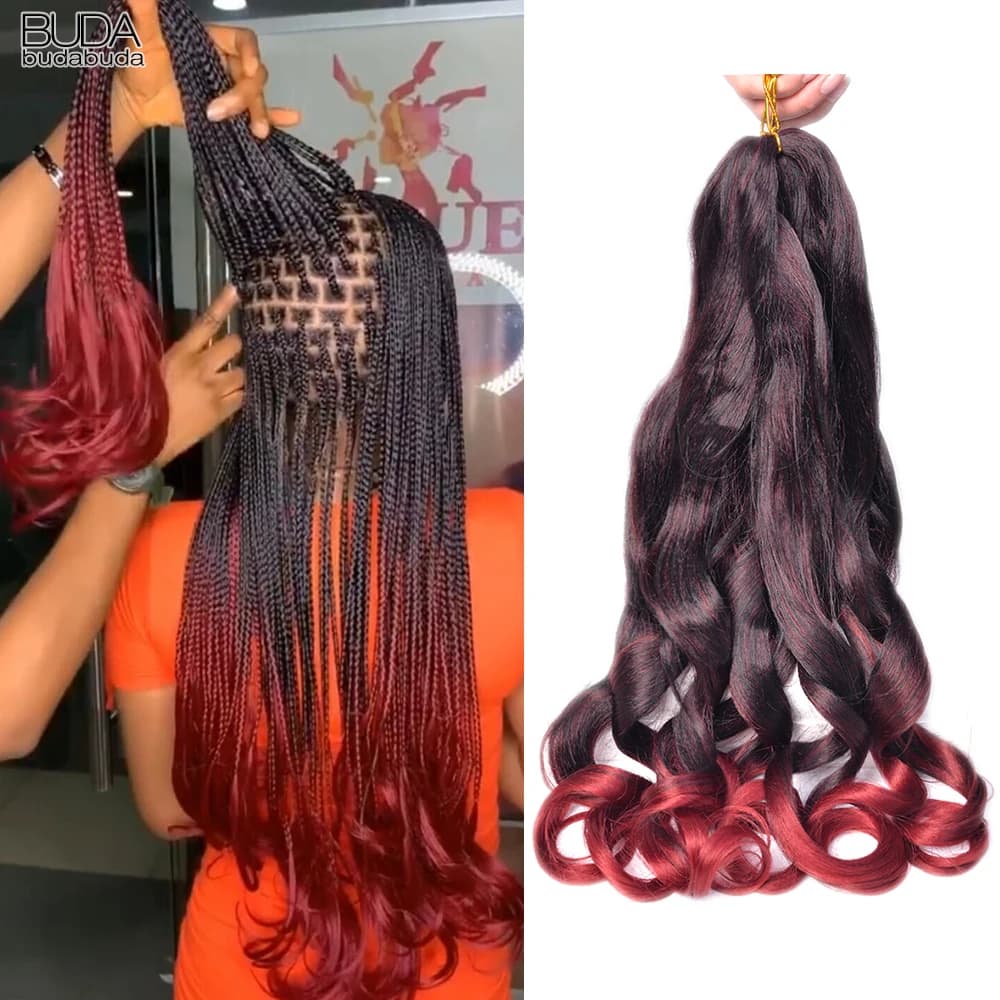 Budabuda 24Inch Spiral Curls Synthetic Loose Wave Crochet Braids Hair Extensions Pre Stretched 24inch Braiding Hair For Black Wo