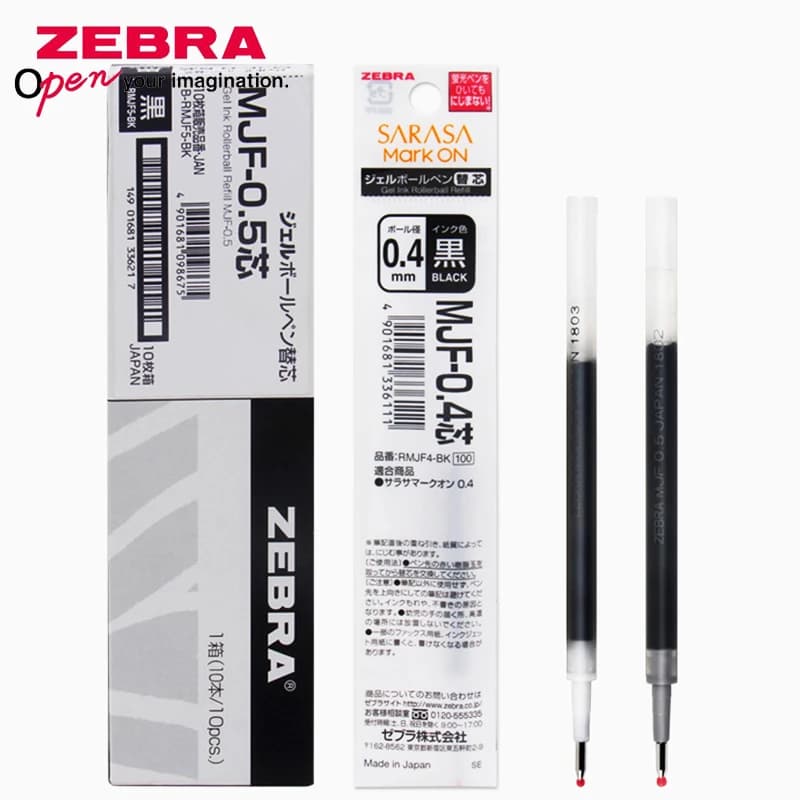 10 Pcs ZEBRA JJ77 / JJS77 Press Gel Pen Refill MJF-0.4 / 0.5 Water-based Refill 0.4 / 0.5mm Student Test Pen Black No Matter