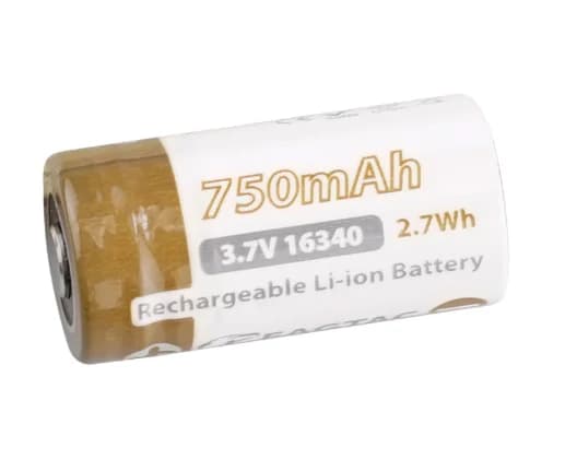 EAGTAC 16340 750mAh 3.7V Protected Li-ion Battery (4.5A discharge) Button Top 16340 Li-ion Battery