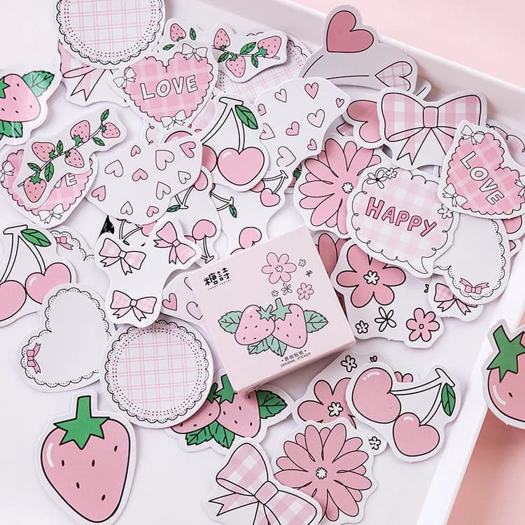 Mohamm Strawberry Flavor Series Cute Boxed Kawaii Stickers Planner Scrapbooking Stationery Japanese Diary Stickers