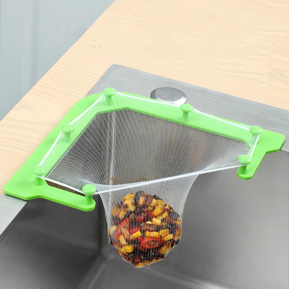 Multifunctional Triangle Drainage Rack Kitchen Sink Leftovers Filter Hanging Net Drain Basket Kitchen Anti-blocking Funnel