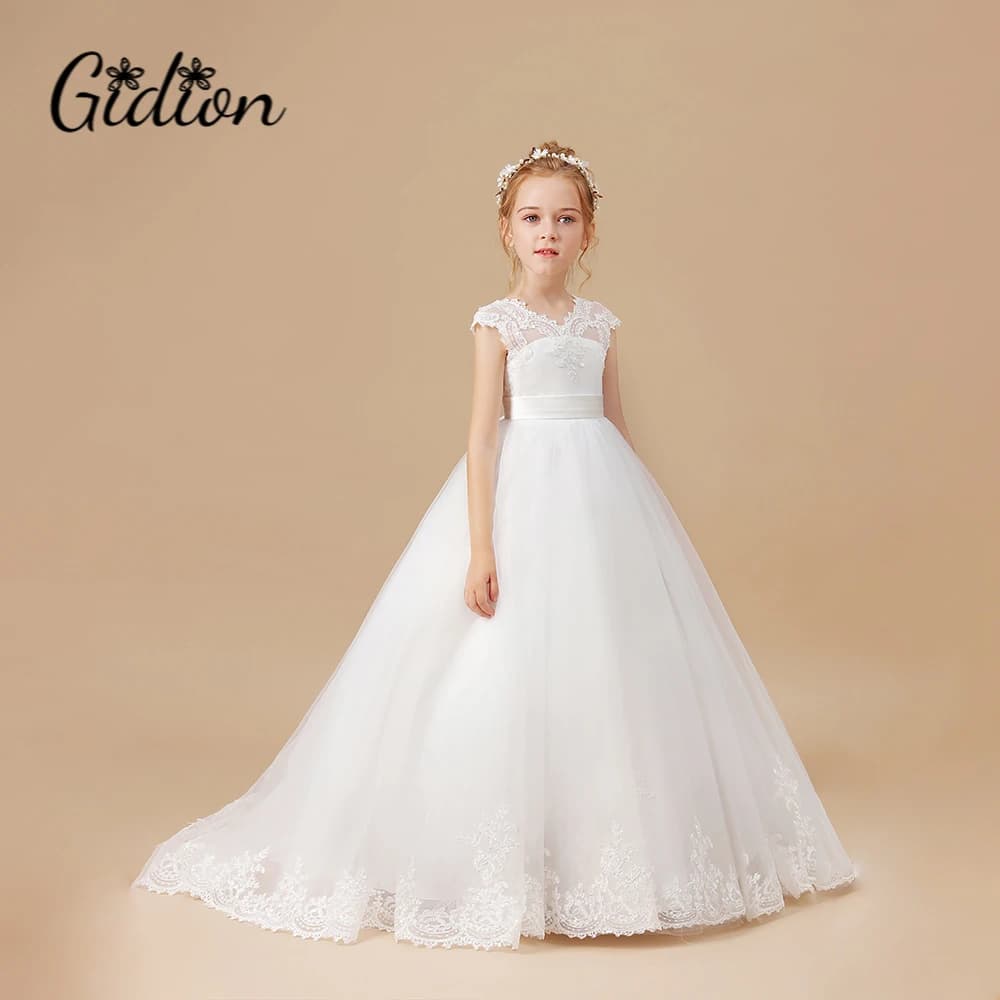 Floor-Length Flower Girl Dress For Kids Festivity Celebration Wedding Ceremonies Birthday Evening Party Ball-Gown Banquet Prom