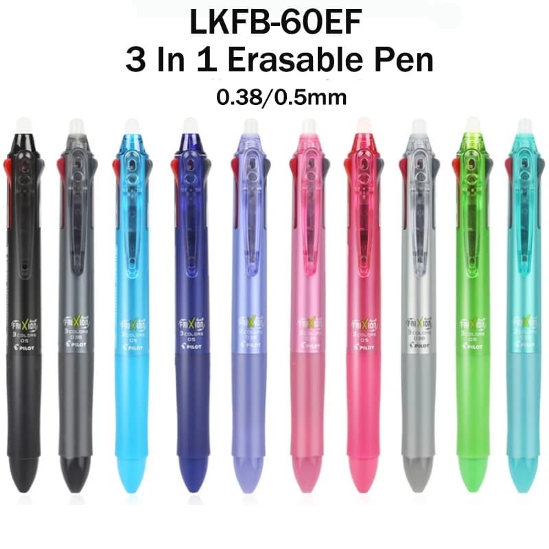 PILOT LKFB-60EF 3 In 1 Retractable Erasable Gel Pen 0.38mm 0.5mm Caneta Gel School Supplies Japan Papeleria Study Stationery