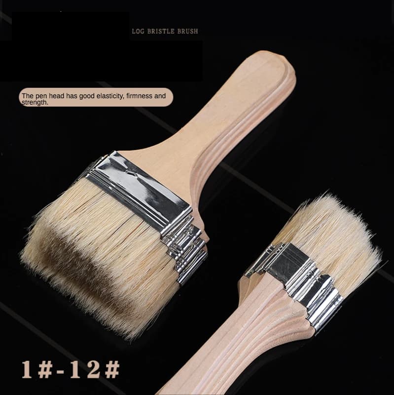 12Pcs/Set,Watercolor oil Art Paint Brush pig Bristle painting art brush Easy To Clean wooden cleaning brush BBQ scrubbing brush