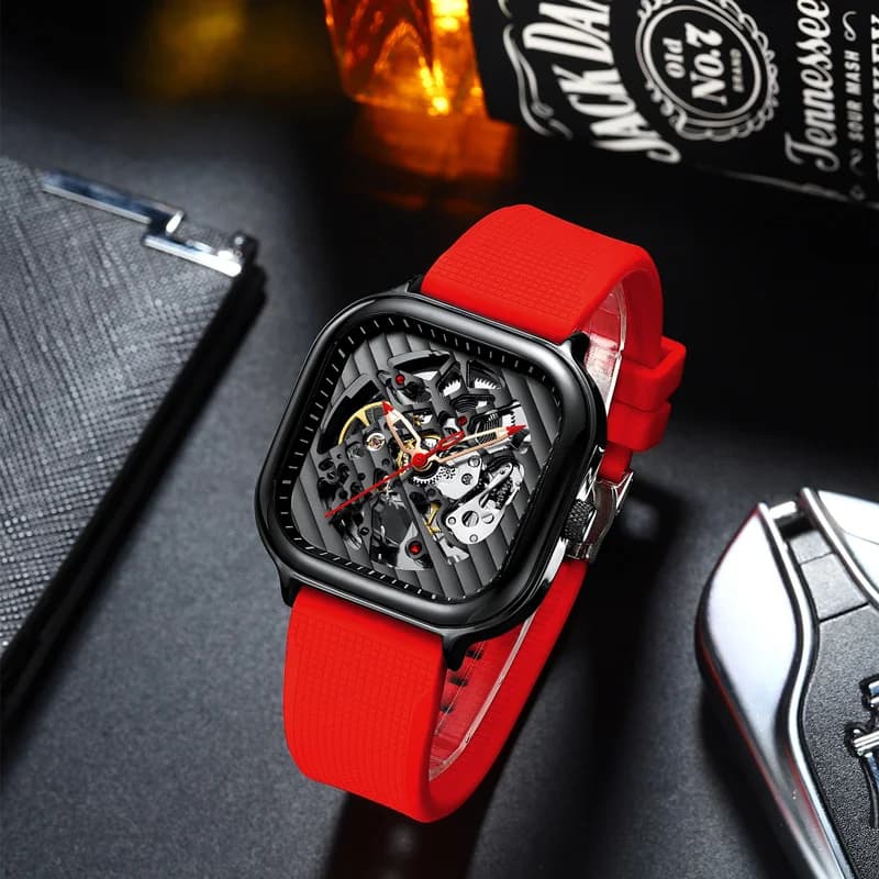 AILANG Men's Watch Top Brand Luxury Watch Men's Mechanical Silicone Strap Waterproof Watch Men's Hollow Reloj Hombre 2020 New