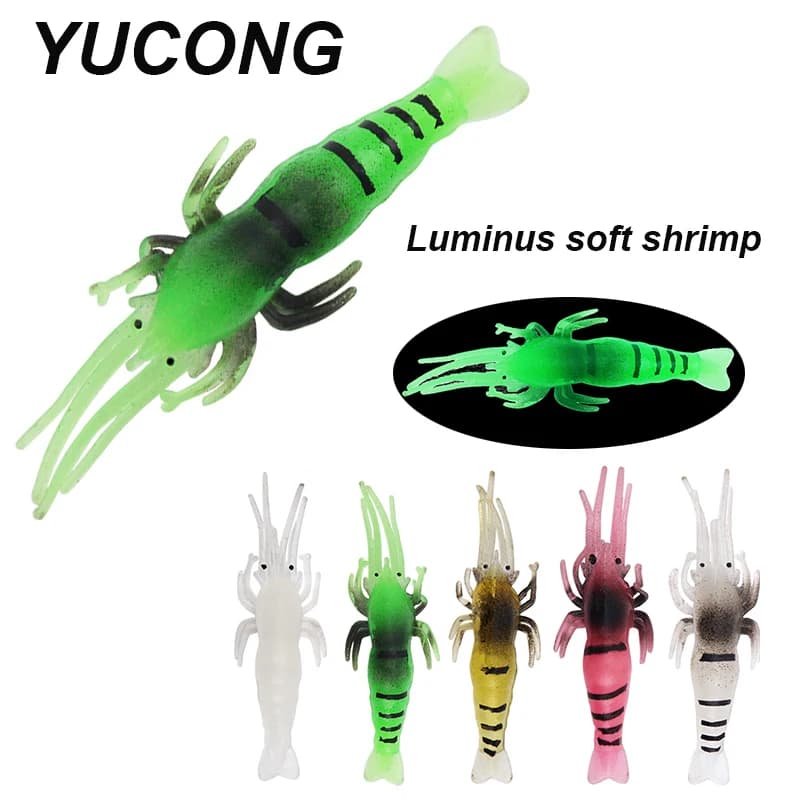 YUCONG 5/10PCS Silicone Shrimp Baits 4.8cm-1g Soft Fishing Lures Luminous Artificial Swimbaits cebo suave Weicher Köder leurre