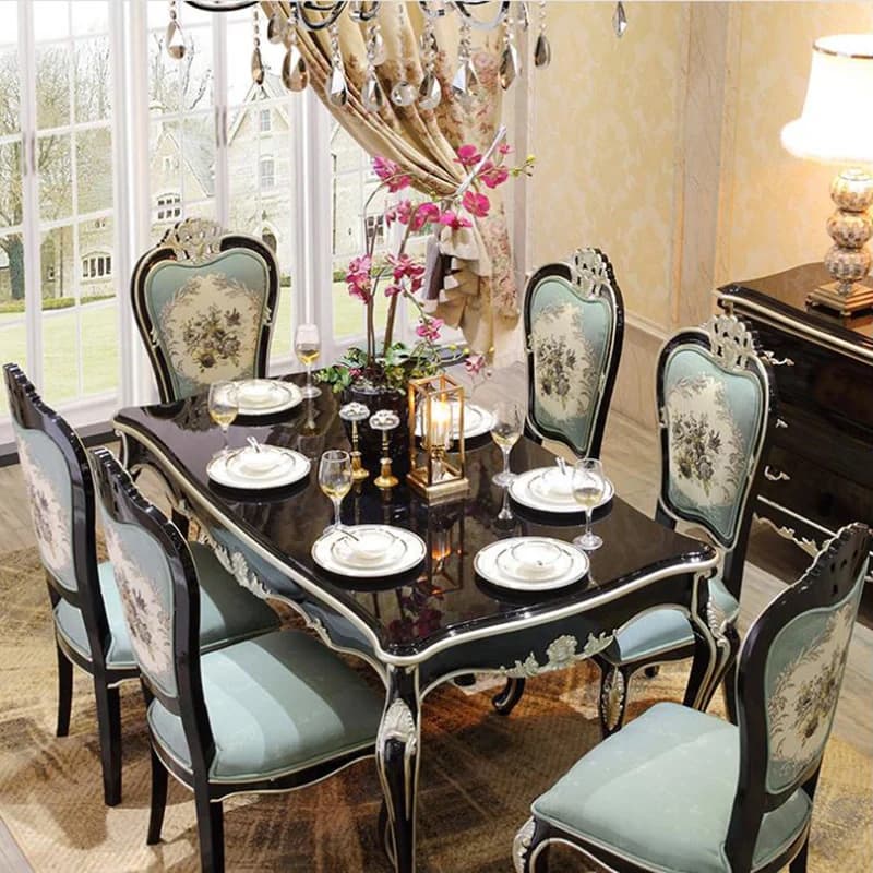 Modern Style Italian Dining Table, 100% Solid Wood Italy  Luxury Round  Set bng015