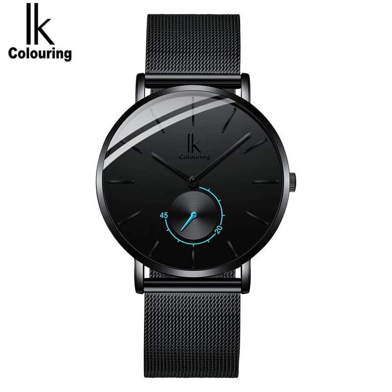 IK Colouring Ultra-thin Clock Luxury Watch for Men Quartz Wristwatches Leather Strap  Relogio Masculino