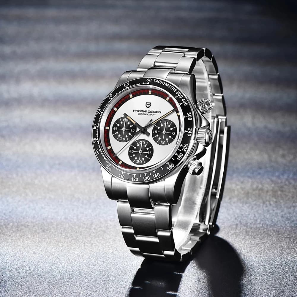 PAGANI DESIGN Luxury Men's Quartz Wristwatch Ceramic Bezel Stainless Steel Waterproof Clock Sports Chronograph Reloj Hombre