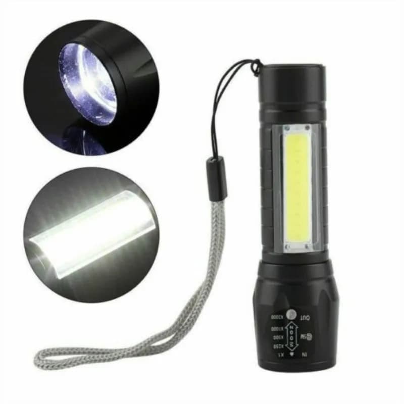 Waterproof T6 COB LED Flashlight USB Rechargeable LED Mini Telescopic 120LM 3W  Camping Lantern Zoomable Focus Torch Light