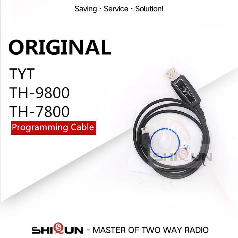 100% New and Original TYT TH-9800 TH-7800 USB Programming Cable + CD Quality TYT  Car Walkie Talkie Programming Cable