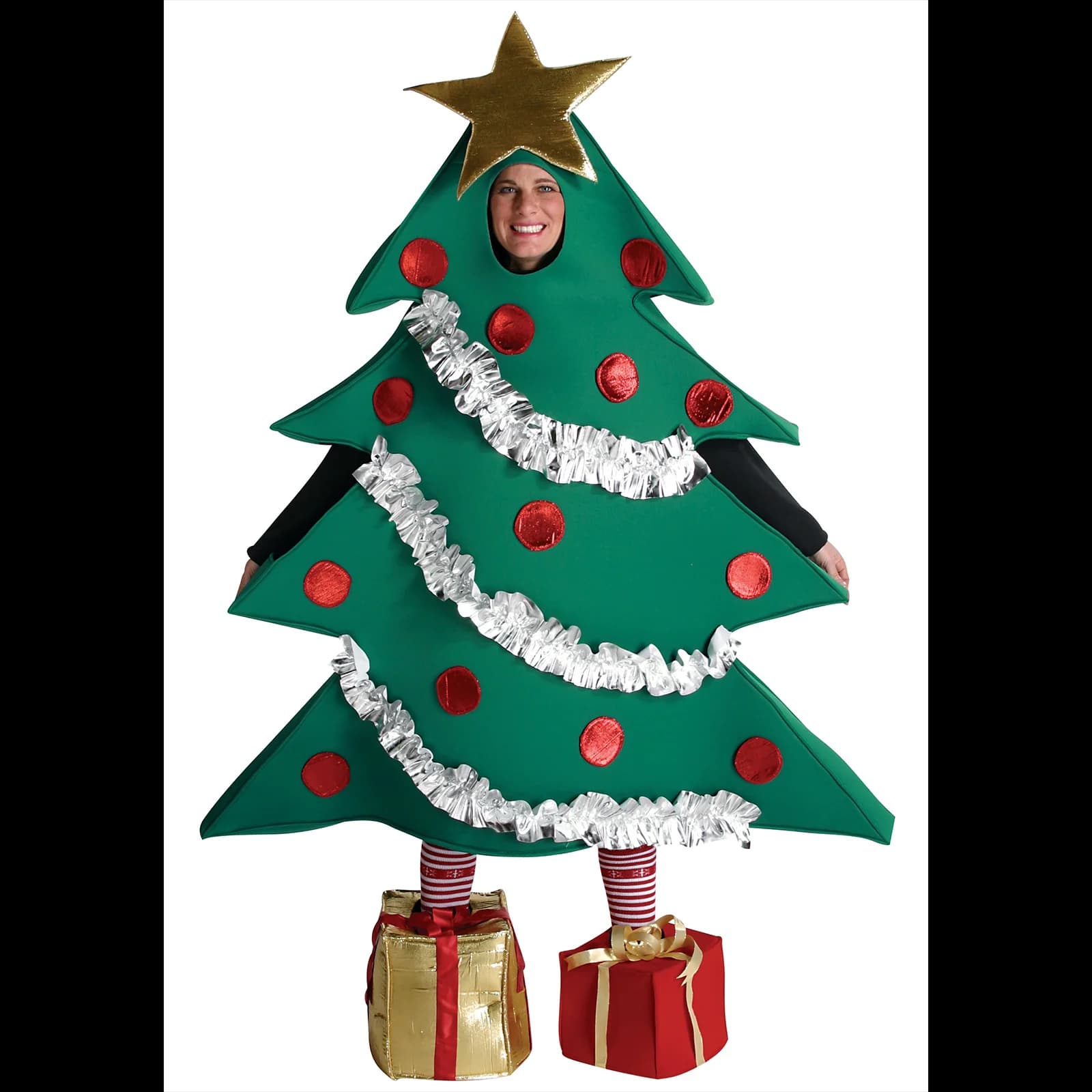 Christmas Tree Costume Cosplay Unisex Inflatable Costume For Funny Stage Performance Costume+Gift Shaped Shoes Accessories