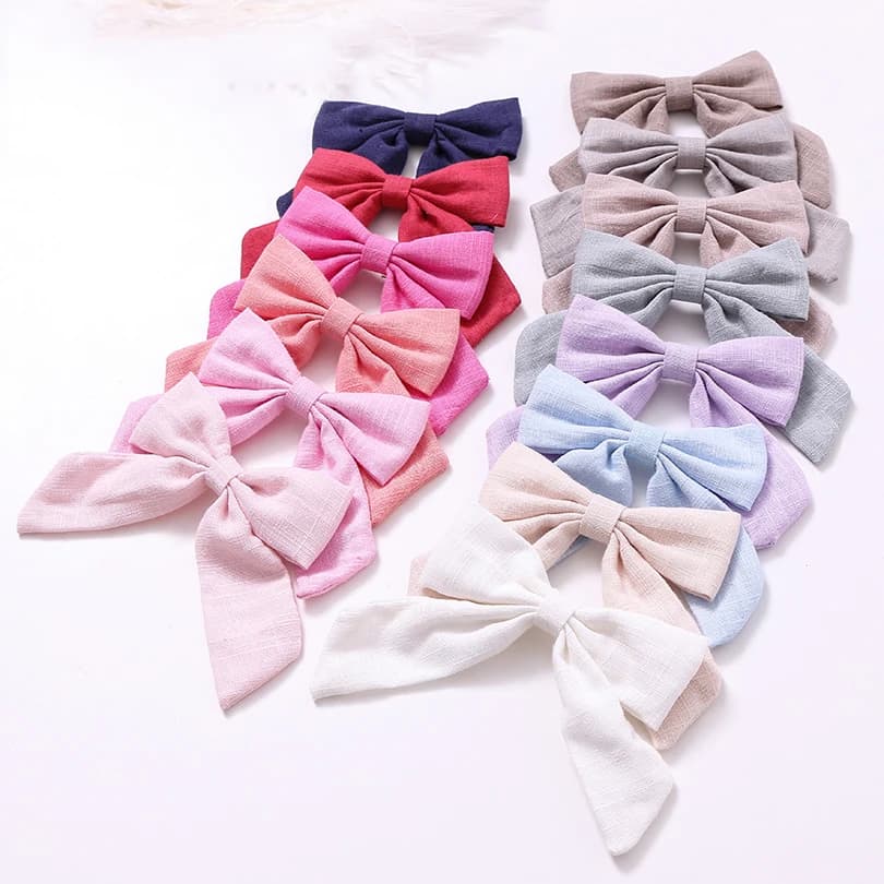 Baby Girls Hair Clips Cotton Linen Bows Hairpins Children Barrettes Hairgrips Kids Hair Accessories Side Clip Hair Holder