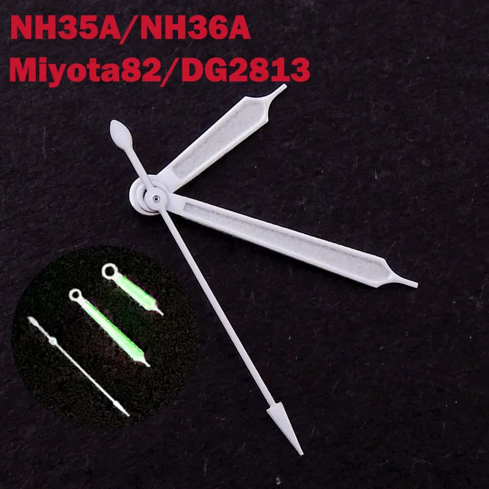 White Watch Hands Needles Fit for Miyota 8215 821A 8205 Mingzhu 2813 NH35A NH36A 7s26 4r15 Green Lume Watch Parts Replacements