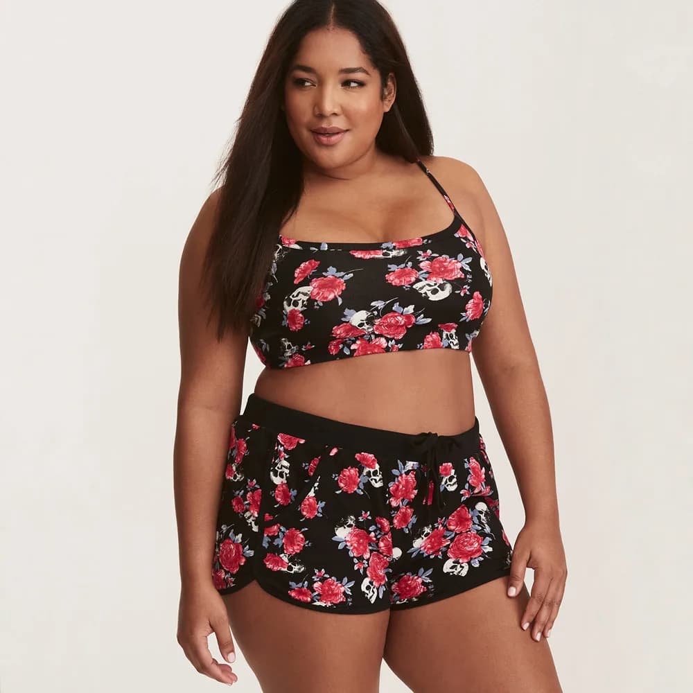 Women's Plus Size Bandeau Bikini Separate Swimwear Boyshorts Two Piece Swimsuits Big Breasts Female Print Beach Bathing Suit 5xl