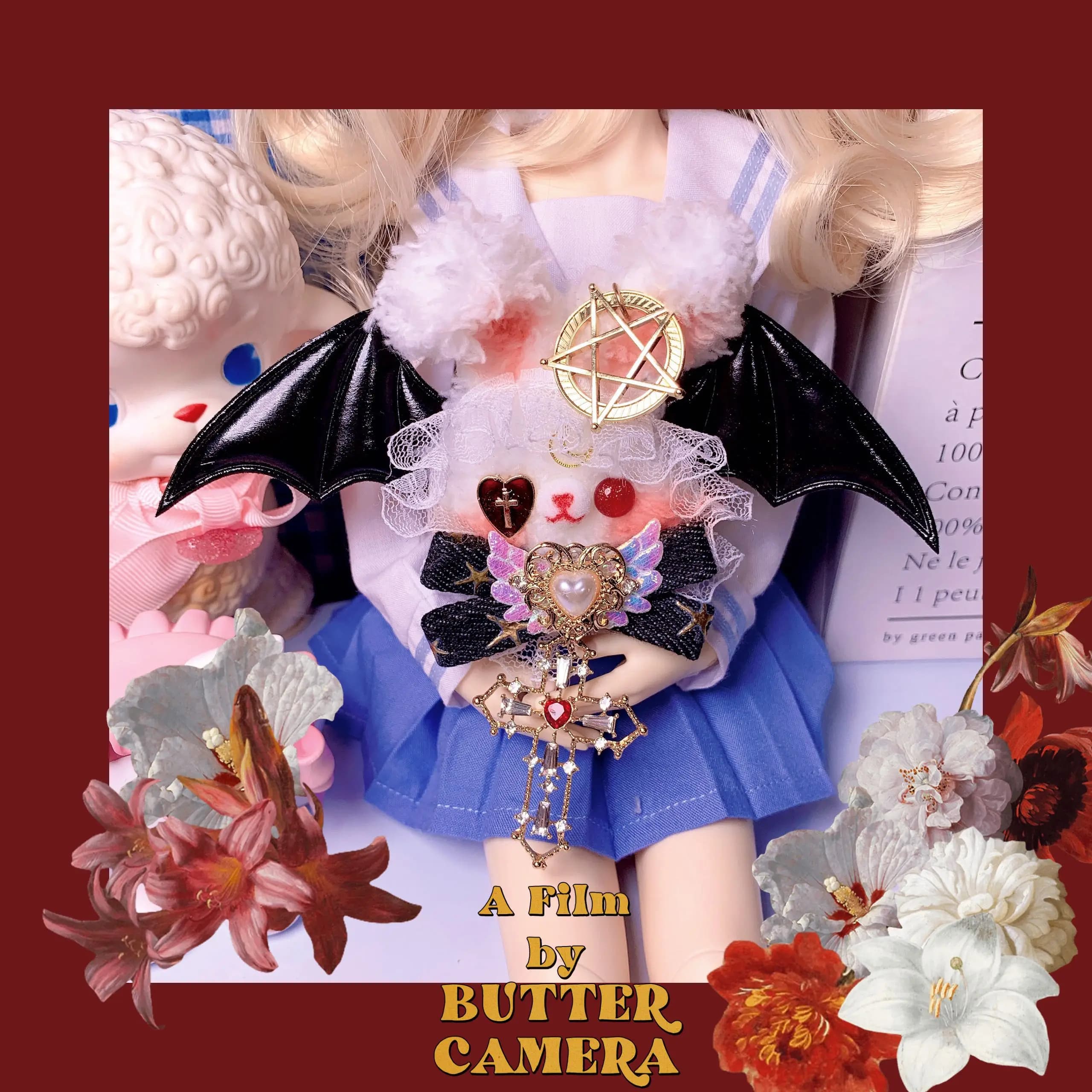 Halloween Ornaments Fallen Devil Medium Rabbit Brooch Barrettes Dual-Use Lolita Handmade