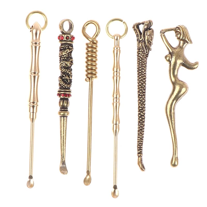 1pc Ear Spoons Retro Brass Dragon Portable Ear Cleaning Tool Ear Pick Ear Wax Remover Curette Cleaner Keychain Pendants