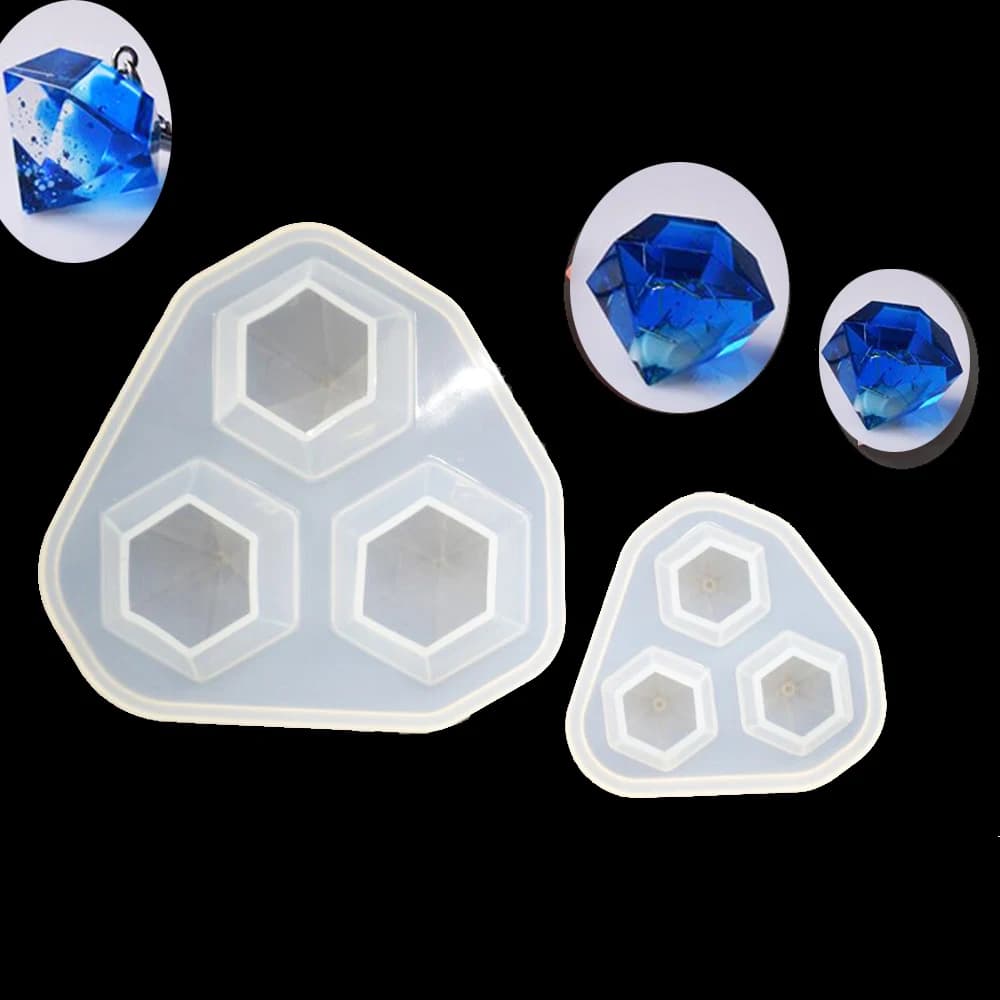 1=3pcs Silicone Mold for jewelry Diamond Pendant Necklace Crafts Making Resin epoxy Silicone Mould handmade tool 17*19/24*25mm