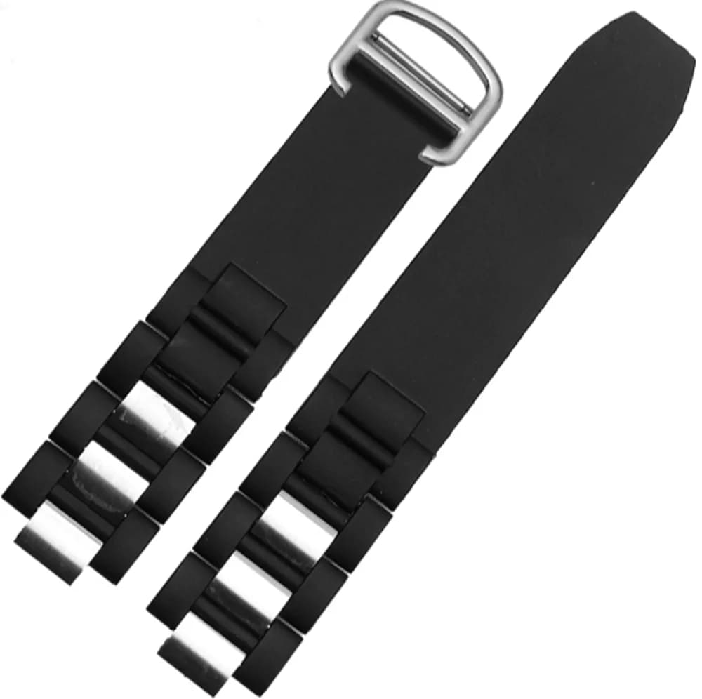 20mm Rubber Watch Band Strap Buckle Fit for Cartier 21 Chronoscaph & Autoscaph