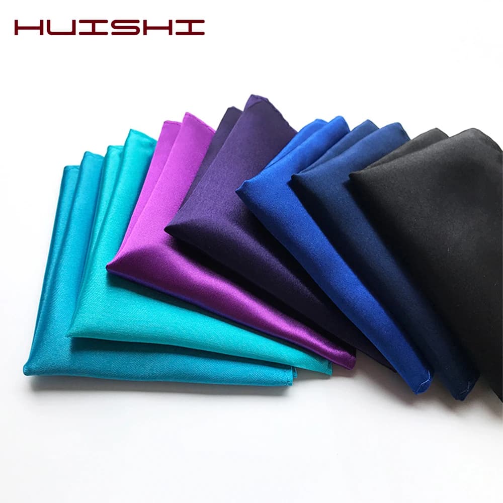 HUISHI White Pink Man's Handkerchiefs Suit Pocket Square Towel Accessories Wedding Banquet Anniversary Commercial Black Red Blue