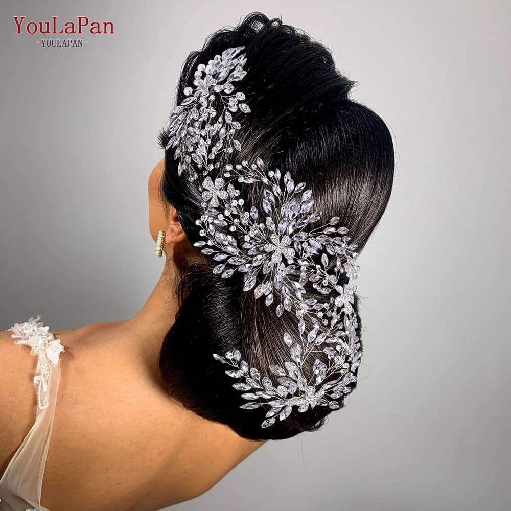 YouLaPan Cathedral Wedding Tiara Luxurious Rhinestone Headband Alloy Flower Headpiece Handmade Bridal Hair Accessories  HP390