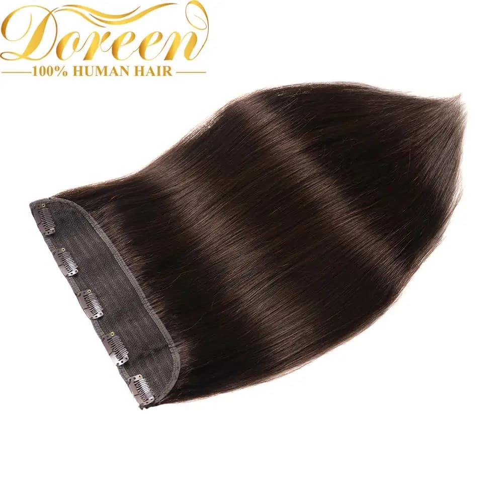 Doreen 100g 120g Blonde Brown Brazilian Machine Made Remy Clip In One Piece Human Hair Extensions  16inch-22inch