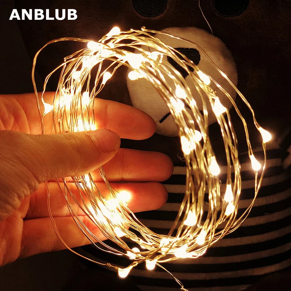 2M 5M 10M LED String lights Silver Wire Christmas Garlands Festoon led Fairy Light Christmas Decorations for Home Room Tree