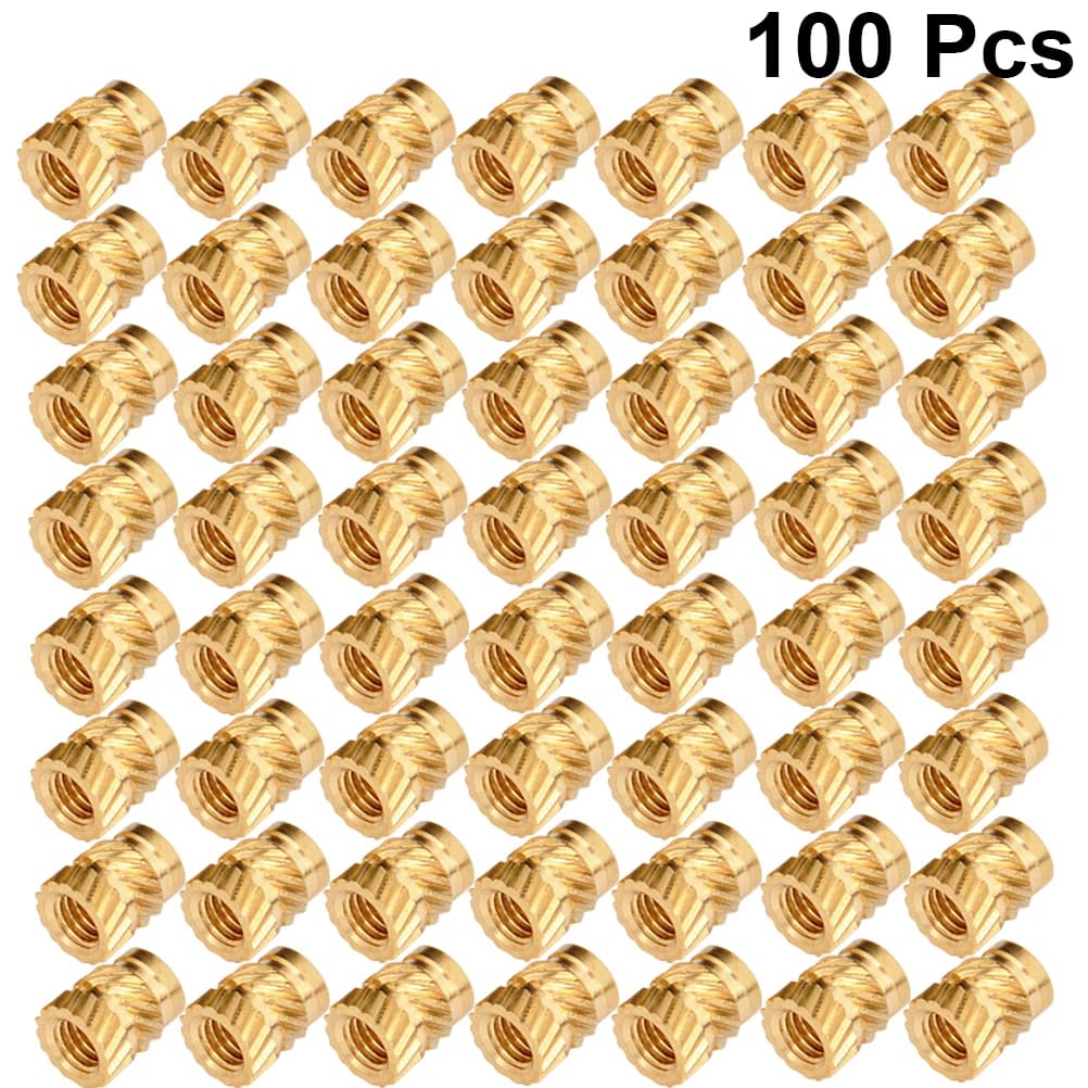 100pcs M3 Thread Knurled Brass Threaded Heat Set Heat Resistant Insert Embedment Nut for 3D Printer Voron 2.4 M3x5x4