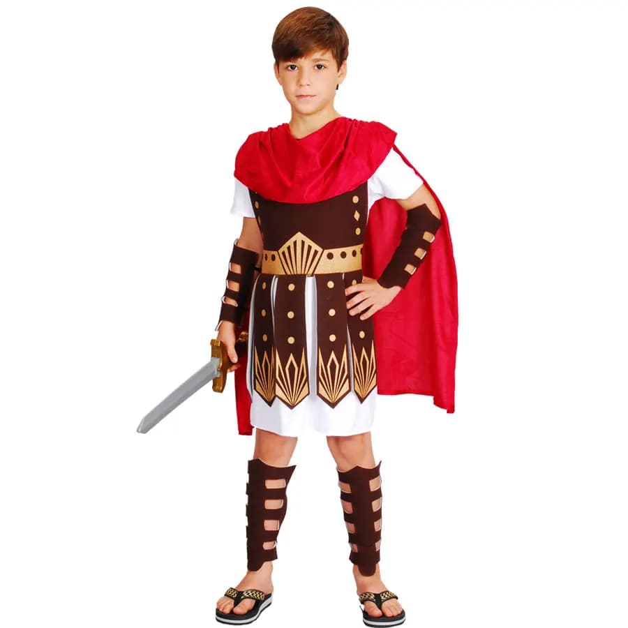 Child Greek Roman Warrior Gladiator Costume Boys Knight Julius Caesar Cosplay Halloween Party Carnival Mardi Gras Fancy Dress
