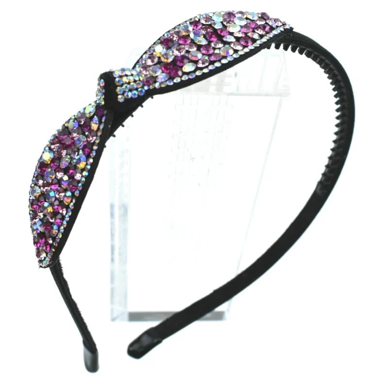 Korean Colorful Rhinestone Crystal Headband Bow Fashional High Quality Plastic Hair Accessories for Cute Women Girls Easter