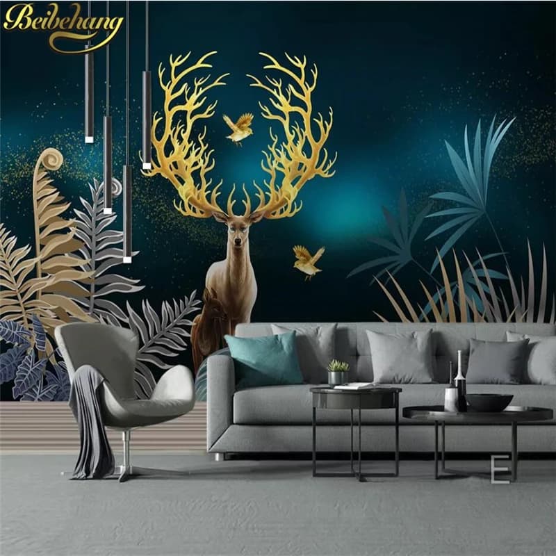 Custom Tropical plant leaves Mural Wallpaper Modern Art Living Room Restaurant Background 3D Wall Paper Home Decor Stickers