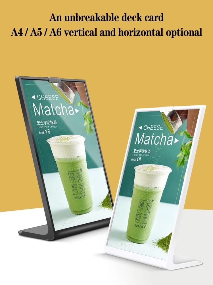 Acrylic Panel Menu Display Stand A4L-Shaped Vertical Table Card Table Brand High-End Plastic Wine Catalog Menu A5 Type Name Card