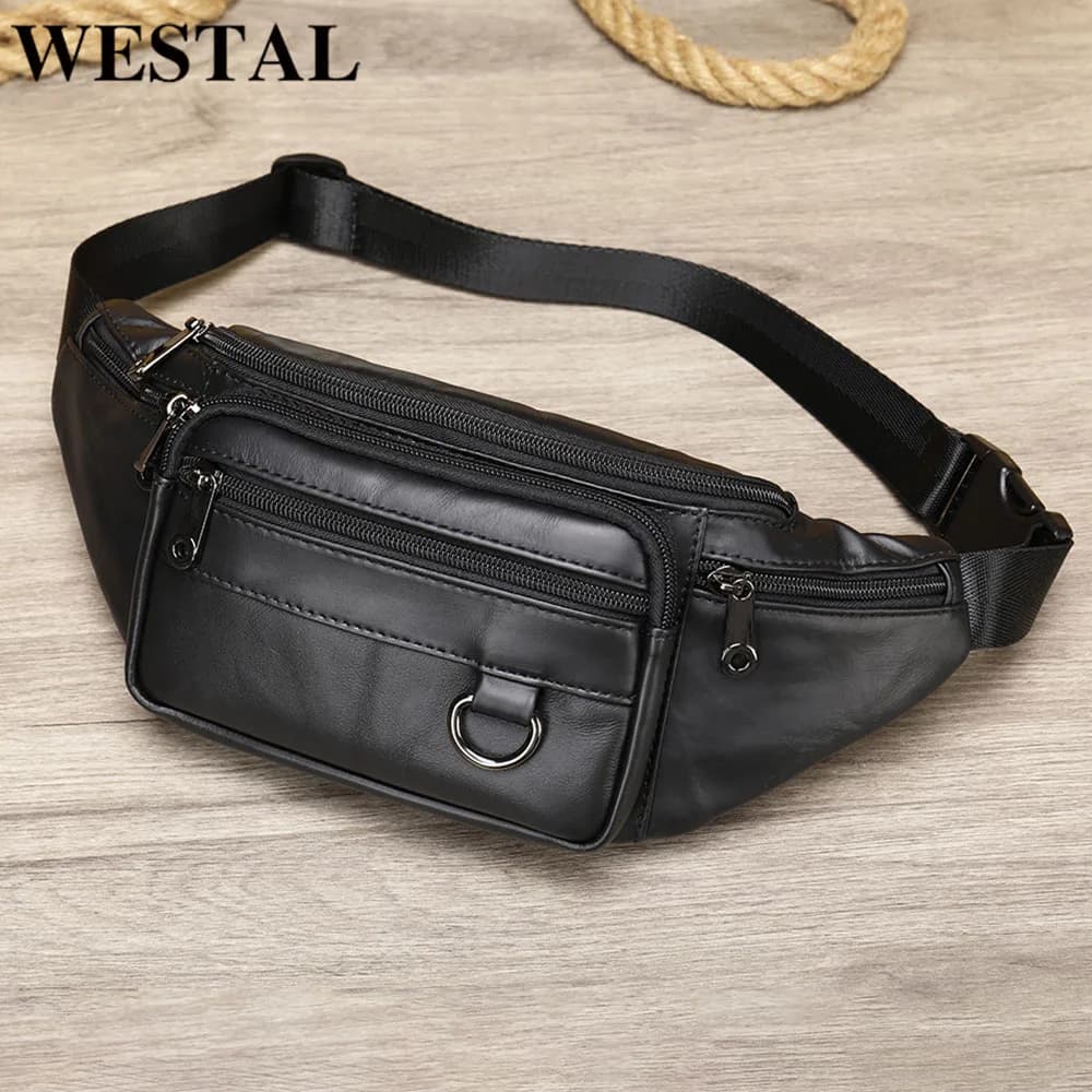 WESTAL Men's Waist Bag with Multi-pockets for Phone Belt Bag Men Black Travel Outdoor Waist Pack Belt Pouch Bags Chest Pack 904
