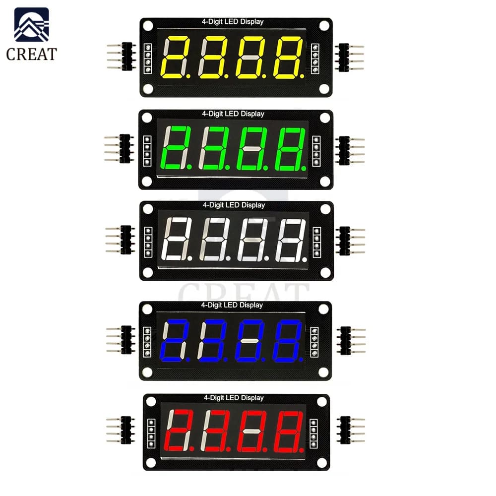 0.56" 4 Bit Digital LED Tube Display Module TM1637 Decimal 7 Segments Tube Display Module Yellow/White/Red/Green/Blue