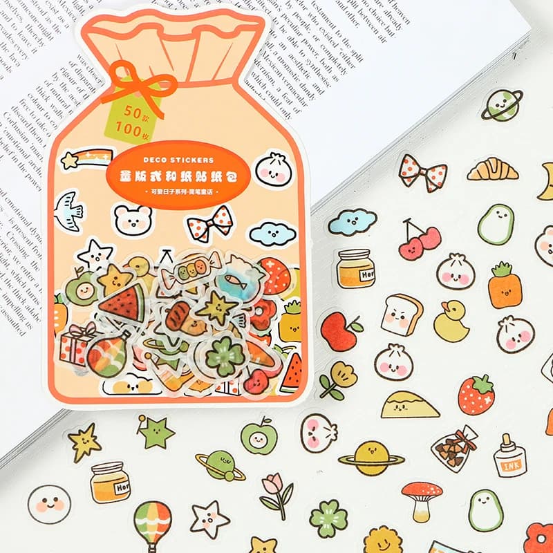 100pcs/lot Patterns Cute stickers Girly heart Decorative Simple Album Hand Account aesthetic stationery sticker Scrapbooking