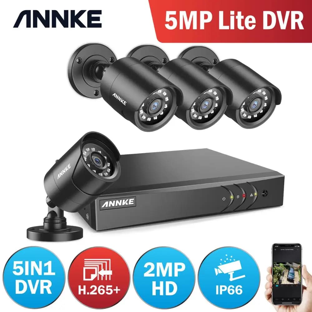 ANNKE 8CH 1080P CCTV Camera DVR System 4pcs Waterproof 2.0MP HD-TVI Bullet Cameras Home Video Surveillance Kit Motion Detection