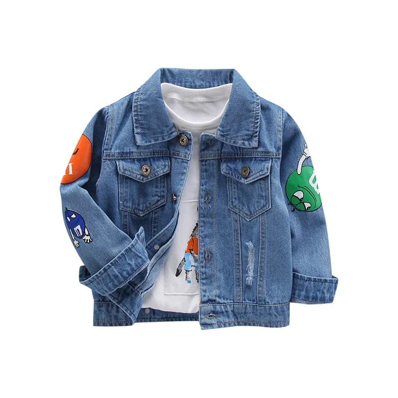 Children's Jean Jacket Spring and Autumn New Korean Fashion Cartoon Girl Jackets Girls Outerwear Coats 0-10-Year-Old