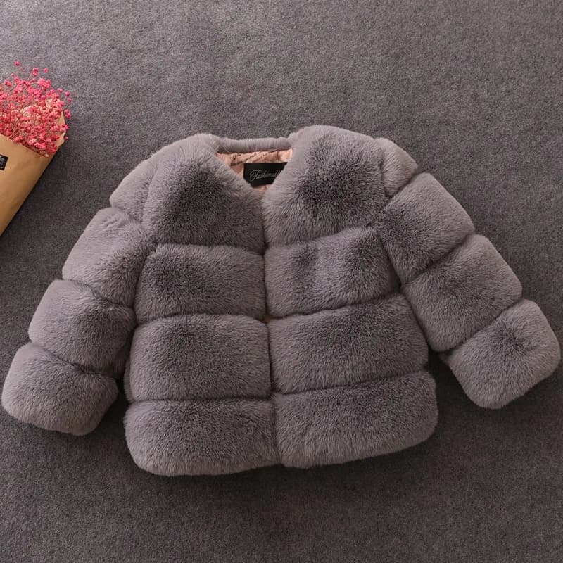 New Girls Winter Fur Coat Elegant Teenage Girl Faux Fur Jackets Thick Coats Warm Parkas Children Outerwear 1-10Yrs Girls Clothes