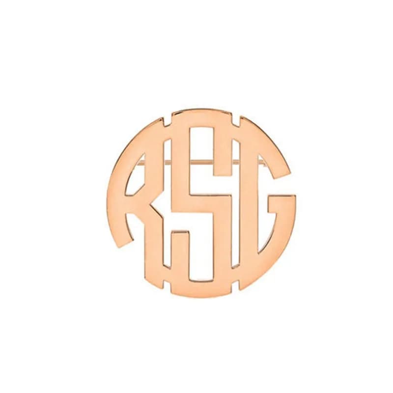 Personalizado Jewelry Custom Initials Block Monogram Brooch Stainless Steel Geometric Circle Brooches for Women Best Gift