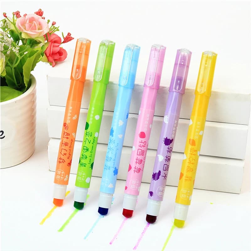 Fruit scented Highlighter Solid rotating retractable creative marker pen Children's art painting color pen
