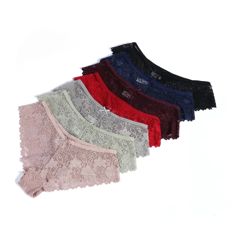 Fashion Women's Sexy Lace Panties Breathable Soft Lingerie Female Bikini Bottom Low Waist Seamless Cotton Crotch Underpants 1pcs