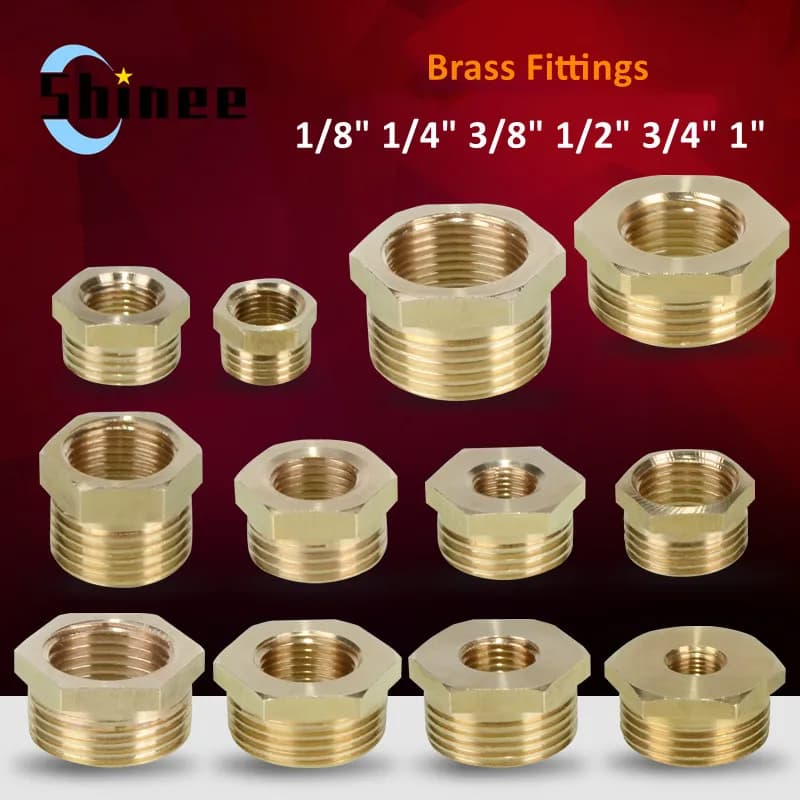 Brass Adapter Fitting BSP Reducing Hexagon Bush Bushing Male to Female Connector Fuel Water Gas Oil 1/8" 1/4" 3/8" 1/2" 3/4" 1"