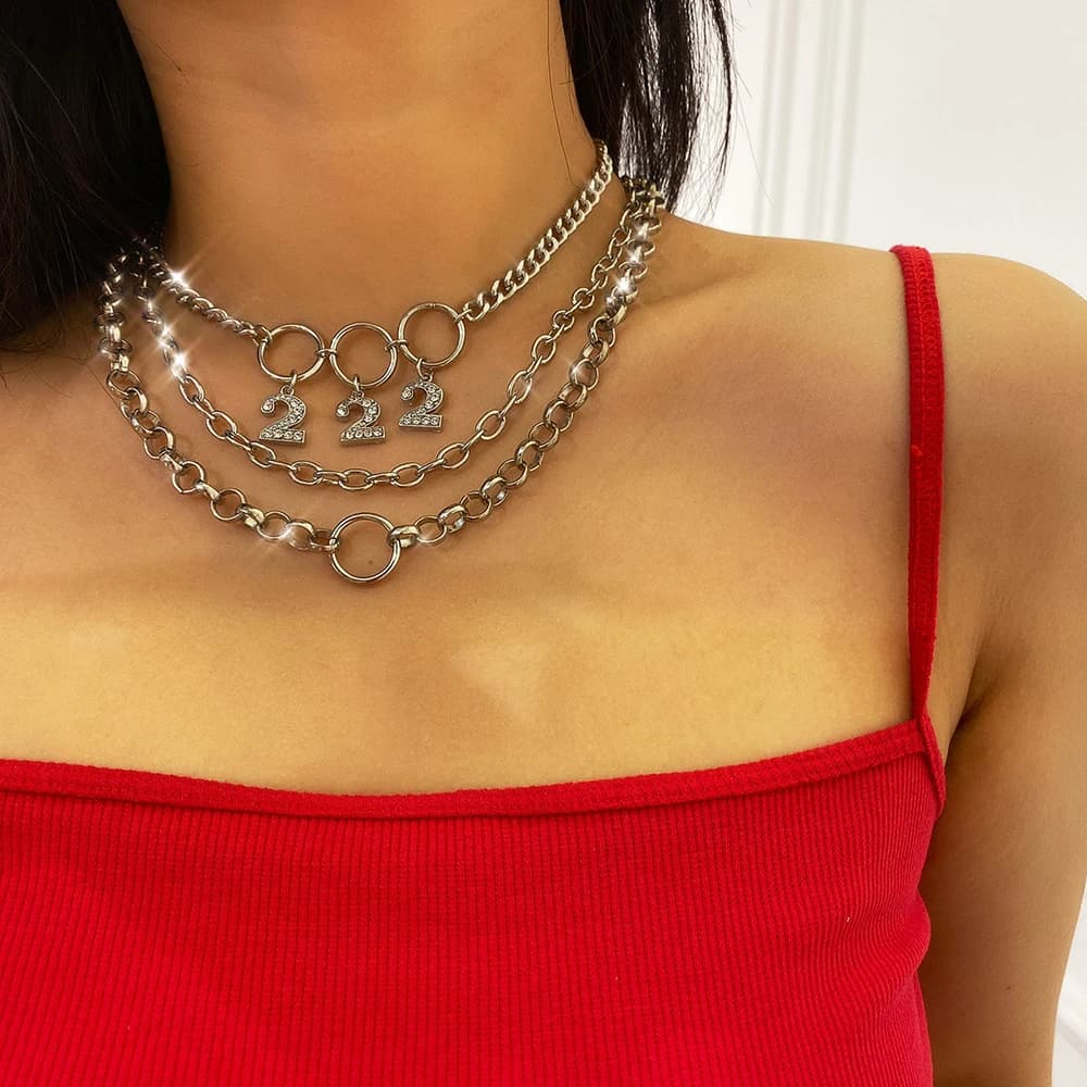 New Vintage Boho Fashion Multilevel Number 2 Crystal Circle Pendant Necklaces For Women 2020 Necklace Jewelry Party Gift