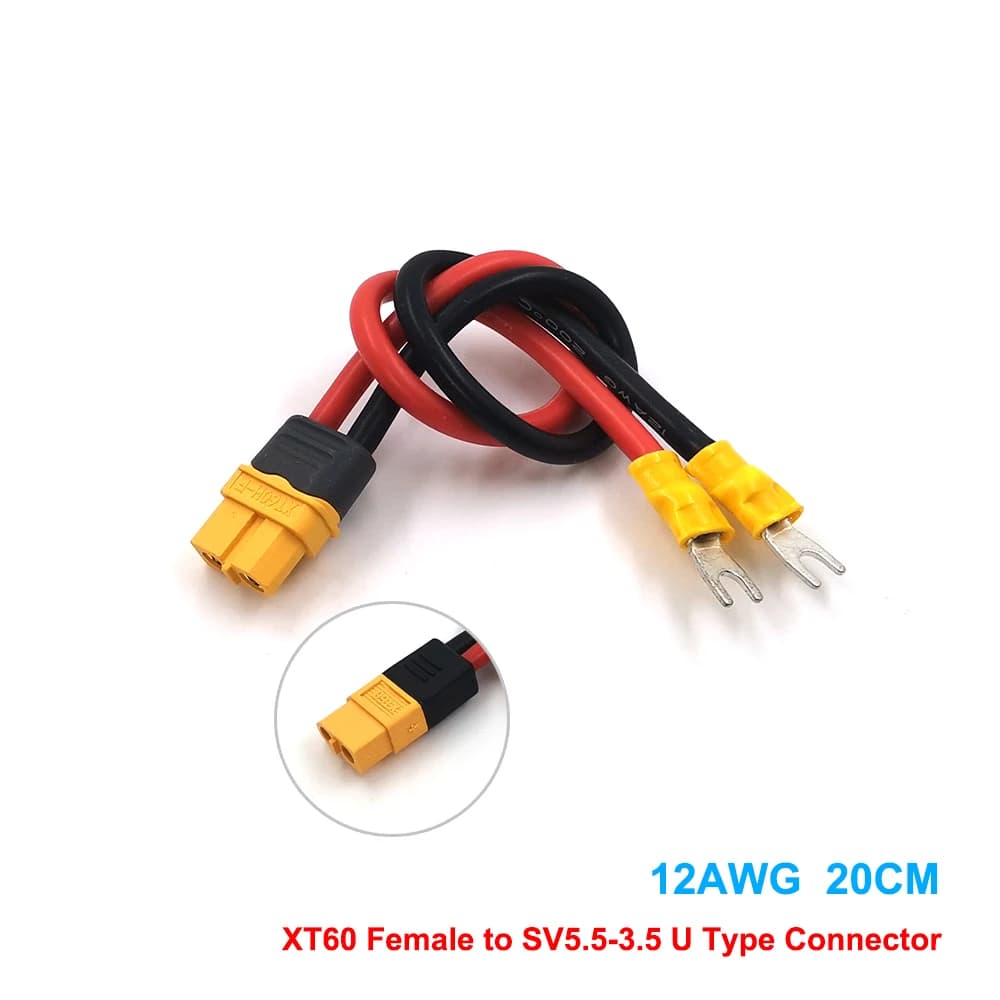 XT60 Female To SV5.5-3.5 U Connector  Conversion Silicone Wire Charge Cable Adapter For Power Supply And RC Charger 20cm 12AWG