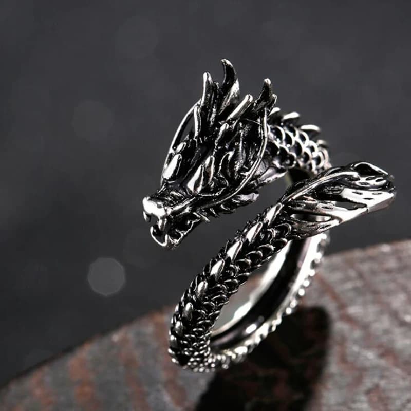 1 Pcs Cool Opening Rings Unisex Ring Men Women Jewelry Adjustable Sterling Dragon Ring Good Gifts Alloy Animal Metal Unisex