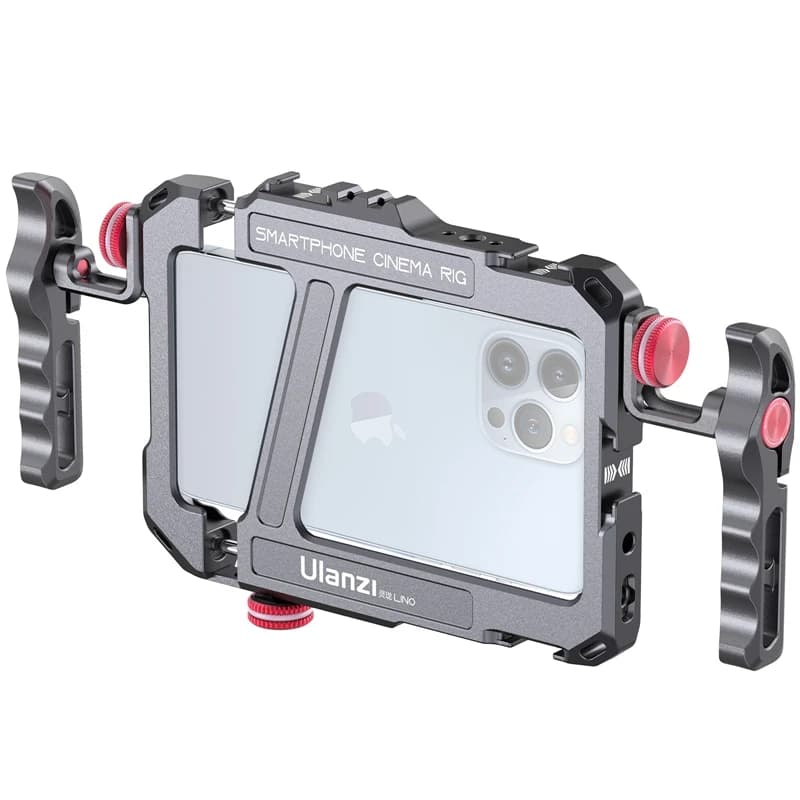 Ulanzi Lino Phone Video Vlog Cage with Adjustable Handle for iPhone 15 14 13 Pro Max Cold Shoe Mount for Microphone Flash Light