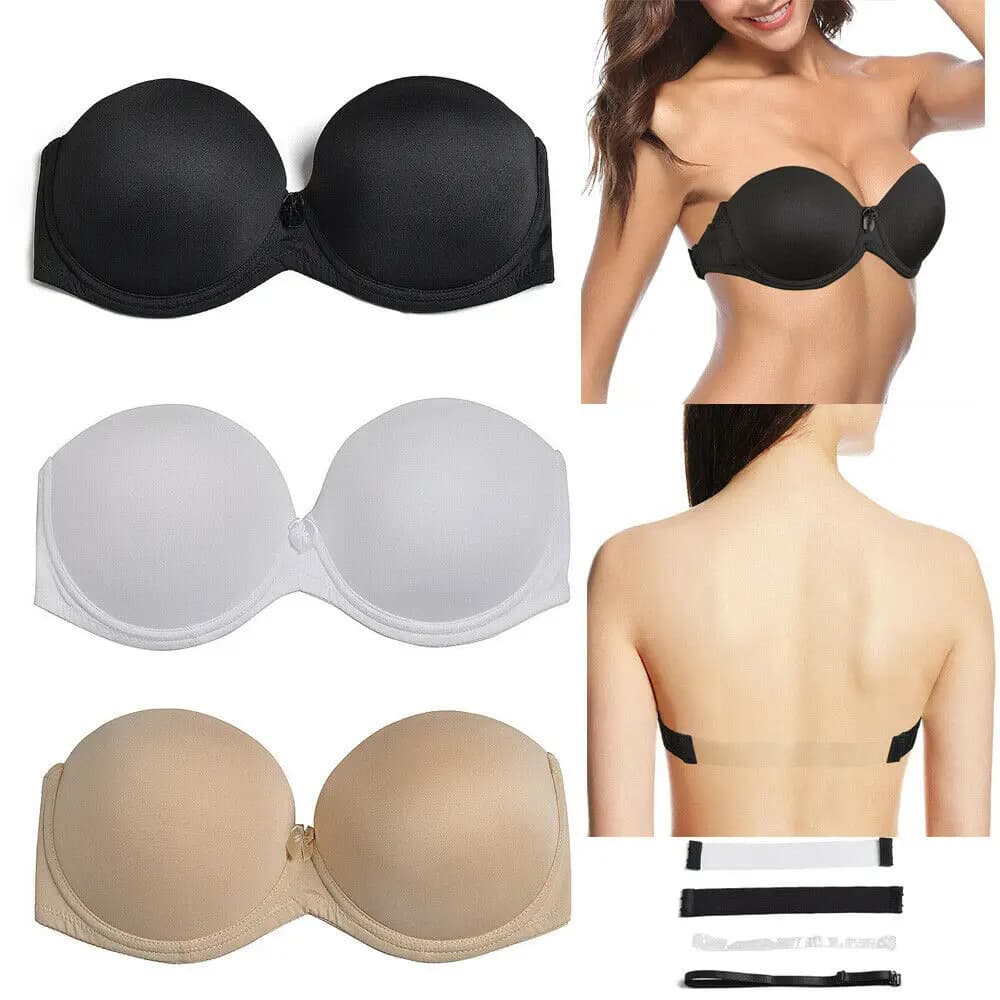 New women's bra strapless Plus Size Push Up padded transparent straps halter bra sexy Bras 32-44 size A B C D E F Cup