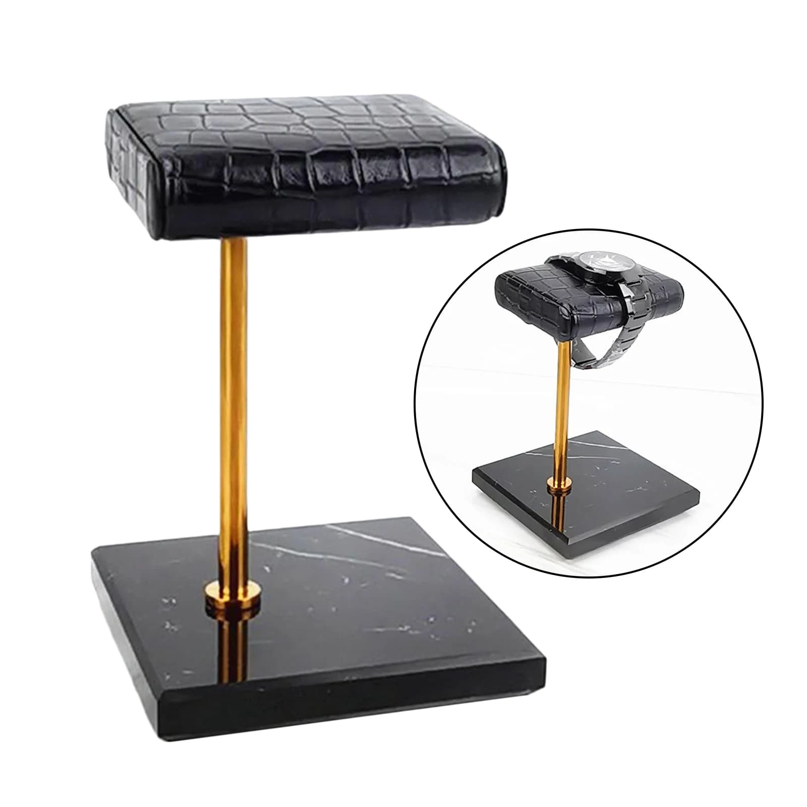 Portable Marble & PU Leather Watch Organizer Display Stand Holder for Watch Bracelet Bangle Placement Stand Perfect Luxury Gift