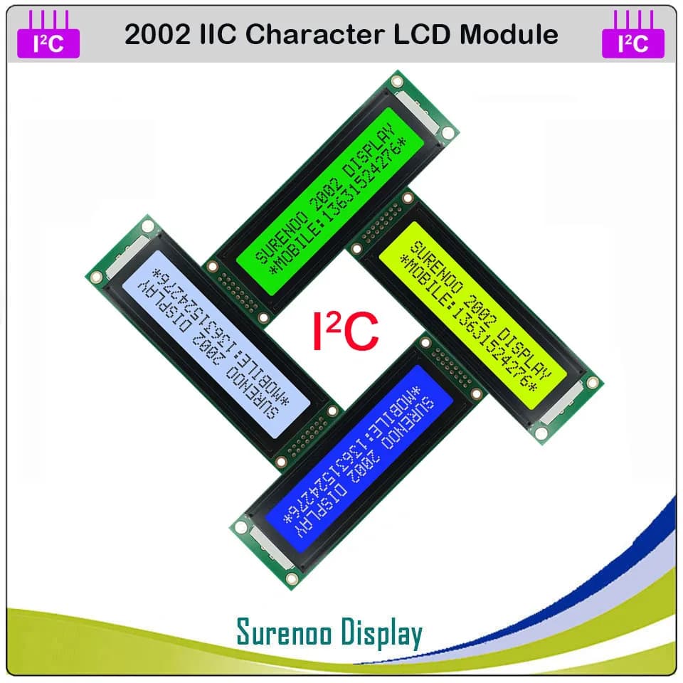 2002 202 20*2 English & Japanese Serial IIC I2C TWI Character LCD Module Display Yellow Green Blue w/ Backlight for Arduino